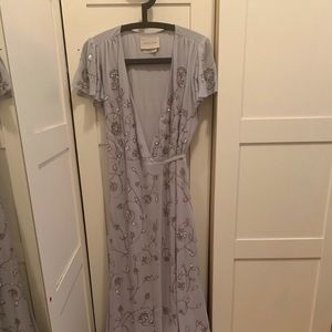 BHLDN Plymouth Wrap Dress - Fog US 10